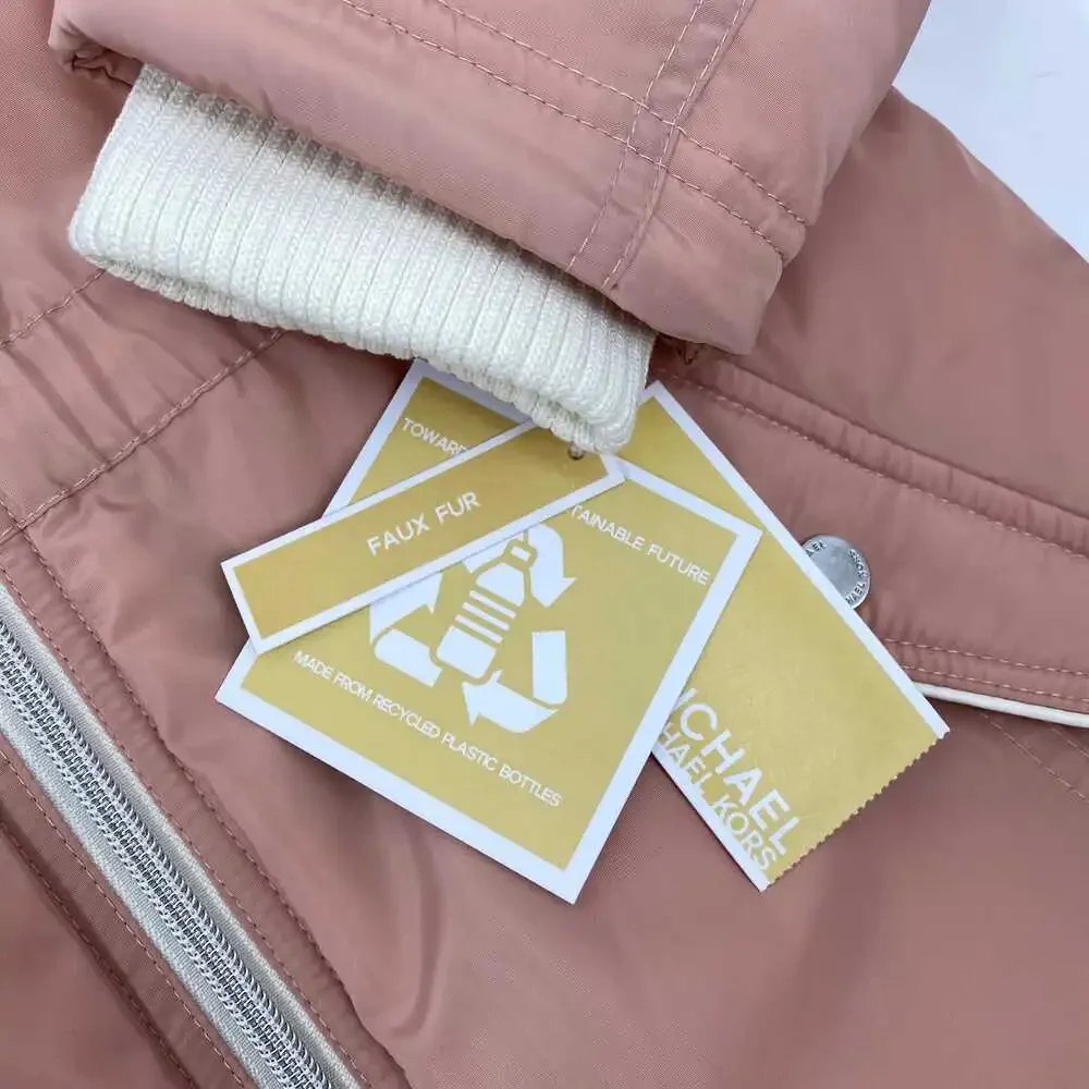 Michael Kors Pink Faux Fur Trim Hood Puffer Jacket | Girls 6X Regular